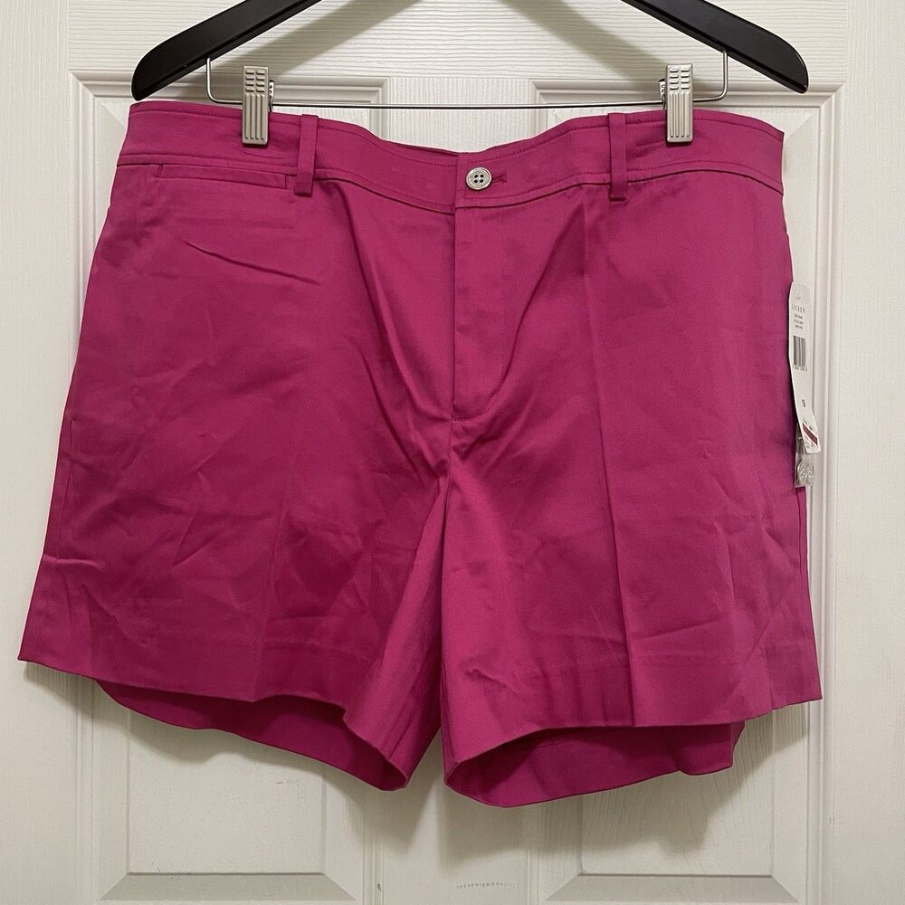 NEW‎ LRL Lauren Ralph Lauren Khaki Shorts Satin Cotton Blend Pink Sz 16 Vintage